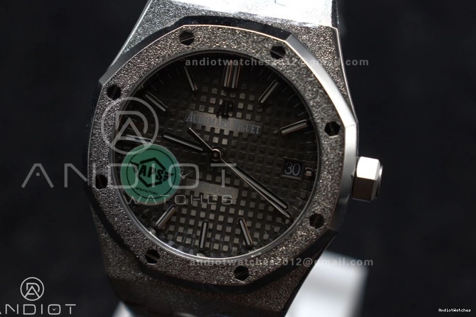 Edition 1:1 Clone Grey SS SS Frosted Royal 1031 37mm Oak 15454 Bracelet Dial Best APSF on Lightweight Textured Super SA3120 0719